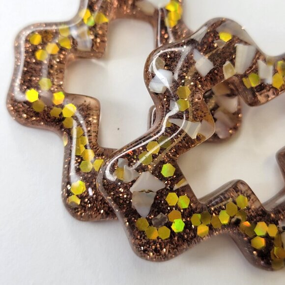 Sparkly Brown Earrings Geometric Shape Earrings or Cross Shape Earrings - Picture 3 of 7